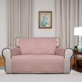 thumbnail image 2 of Housse de Sofa Matelassée Réversible, Protège-Meubles Résistant à l'Eau, Housse de Canapé Lavable avec Mousse Antidérapante et Sangles Élastiques pour Enfants, Chiens, Animaux (Causeuse, Rose/beige), 2 of 7