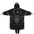 thumbnail image 2 of Oversized Wearable Blanket Hoodie,Black Moon Star Floral Pattern Sherpa Blanket Hoodie with Super Pockets,Super Warm Fuzzy Pullover for Women & Men, 2 of 6