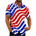 thumbnail image 2 of Summer! Men's Independence Day Shirts Trendy American Flag Printed Button Tees Casual Short Sleeve Turndown Collar Tops Multicolor XL, 2 of 4