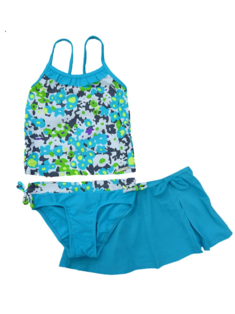 zdhoor Kids Girls 2Pcs Tankini Swimsuit Bikini Beach Wear Bathing Suit Tank Top with Bottoms and Skirts Set