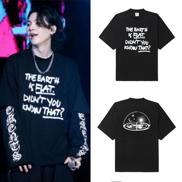 KPOP BTS SUGA Misma camiseta de algodón de los hombres y las mujeres más tamaño 2022 Nueva versión coreana INS Cuello redondo suelto Tops de manga corta Harajuku Moda Casual Shirt Teepangjing