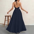 thumbnail image 4 of MYAOYI Women's Wedding Guest Halter Maxi Dress Summer Deep V Neck Tiered Flowy Backless Dress for Beach Vacation Cocktail Party Evening Event, 4 of 6