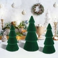 thumbnail image 2 of Plastic Flocked Christmas Tree Green Desktop Ornament Holiday Party Decoration Set of 3, 2 of 9