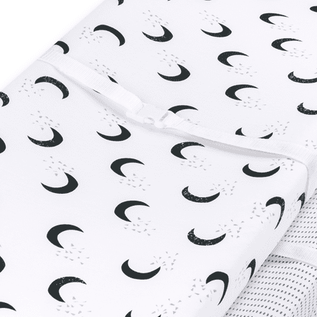 Little Star Organic Pure Organic Cotton Changing Pad Cover, White-To the Moon and Back, 2 Pk