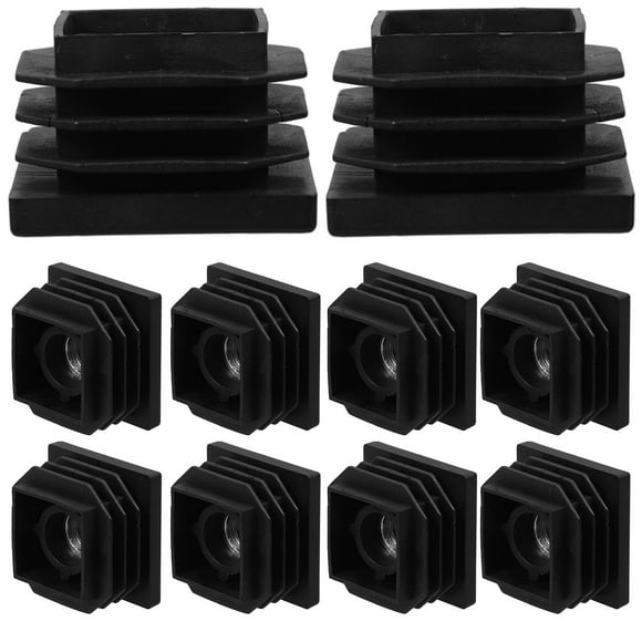 10 tapones cuadrados de plástico para muebles, protectores de suelo, niveladores de patas de sillas y cubiertas para patas de mesa, tapas negras para tubos metálicos
