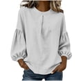 thumbnail image 3 of Women's Casual 3/4 Sleeve Round Neck Pullover Tops Shirts Blouses Loose Fit Solid Color Soft Tee Tunic for Daily Wear Work Office Vacation Outfits Fashion Essential Gift for Women, 3 of 9