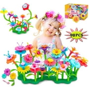 Flower Garden Building Toys for Girls, 98 PCS Gardening Pretend Gift for Kids, Building Blocks Educational Creative Playset for Age 3-7 Year Old Pretend Gardening Gifts