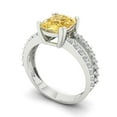 thumbnail image 2 of 3.96ct Cushion Cut Yellow Crystal 18k White Gold Engraving Statement Bridal Wedding Designer Ring Size 5, 2 of 5