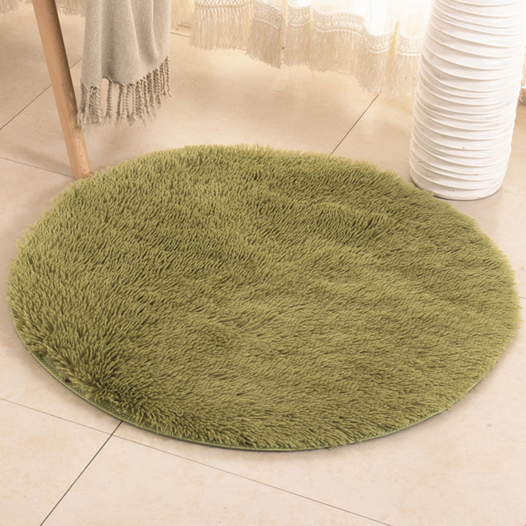 24 x 24 Inch Circle Non Slip Coral Velvet Area Rug Tropical Garden with PineWashable Carpet Home Decor Floor Rugs for Living Room Nursery Kids Bedroom 