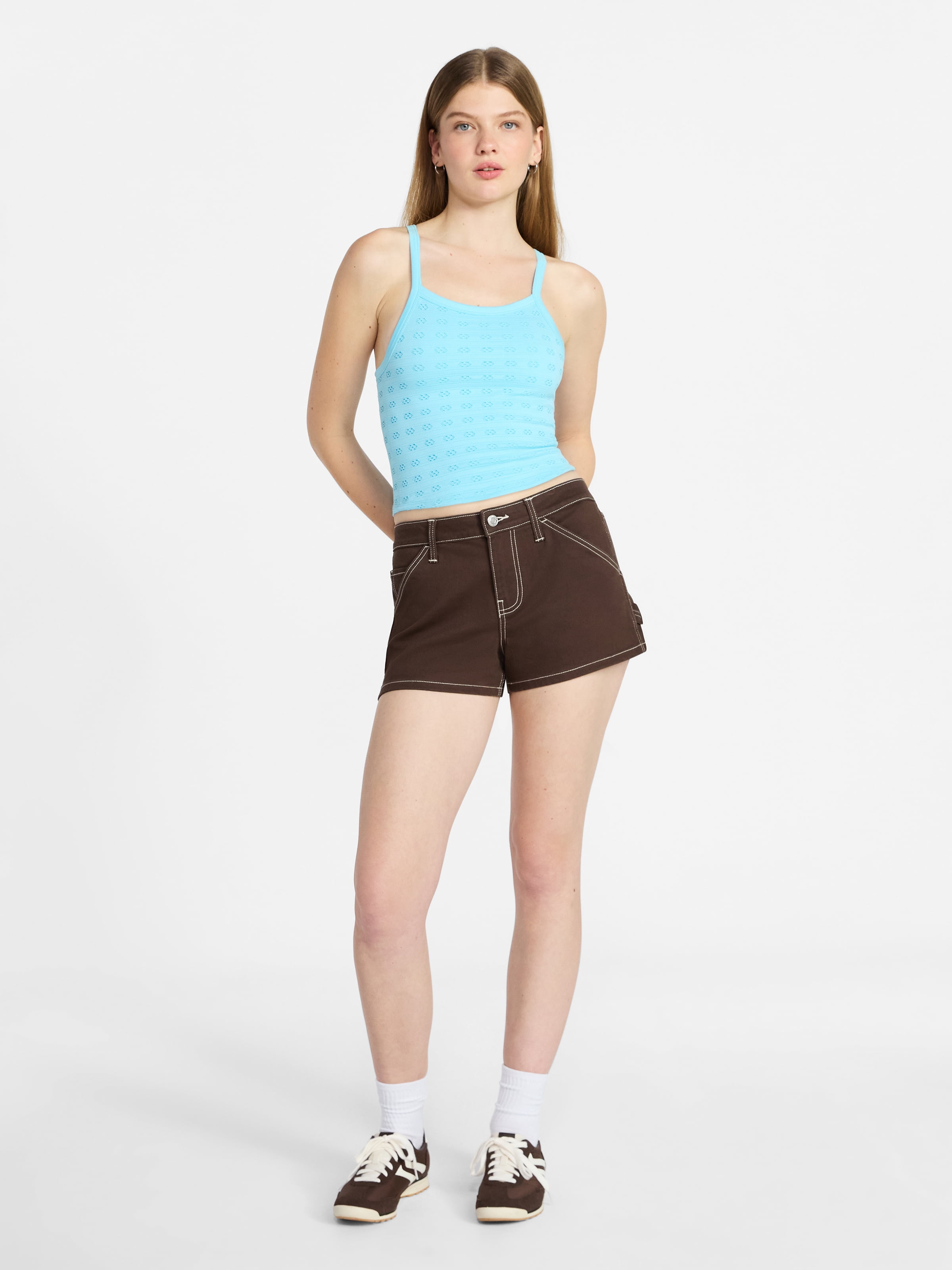 No Boundaries Cropped Textured Stitch Tank Top, Women's XXS-XXL