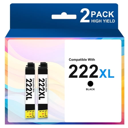 222 XL Ink Cartridges for Epson 222 Ink Cartridges for Epson 222 XP-5200/WF-2960 Printer Ink ( 2Black)
