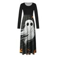 thumbnail image 4 of Drses Womens Dresses Fashion Printed Long Sleeve Round Neck Pullover Patchwork Dress Dresses For Women, 4 of 5