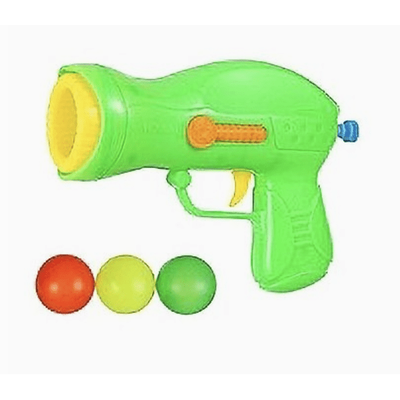 Lightweight Blue Foam Ball Gun Toy with Pull-and-Shoot, Includes 3 Soft Foam Balls, Green