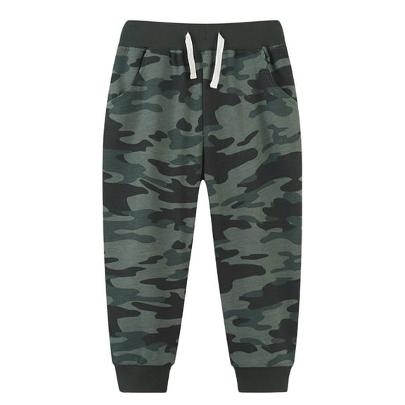 XIMIN Toddler Baby Boys Cotton Jogger Pants with Thick Pockets Sports Pants Camouflage Pattern Outdoor Sweatpants Kids Drawstring Elastic Waist Pull-On Pants