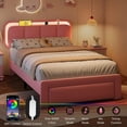 thumbnail image 6 of Virans Twin Size Velvet Upholstered Bed Frame with Headboard & Storage Drawers,Princess Platform Bed Frame with Charging Station & LED,No Box Spring Needed,Pink, 6 of 9