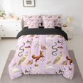 thumbnail image 2 of Manfei Cartoon Fox Owl Animal Bedding Comforter Set 7-Piece, Rustic Plant Botanical King Bedding Sets, Plum Bohemian Style Reversible Bed Sheets, Super Cozy Room Decor, 2 of 7