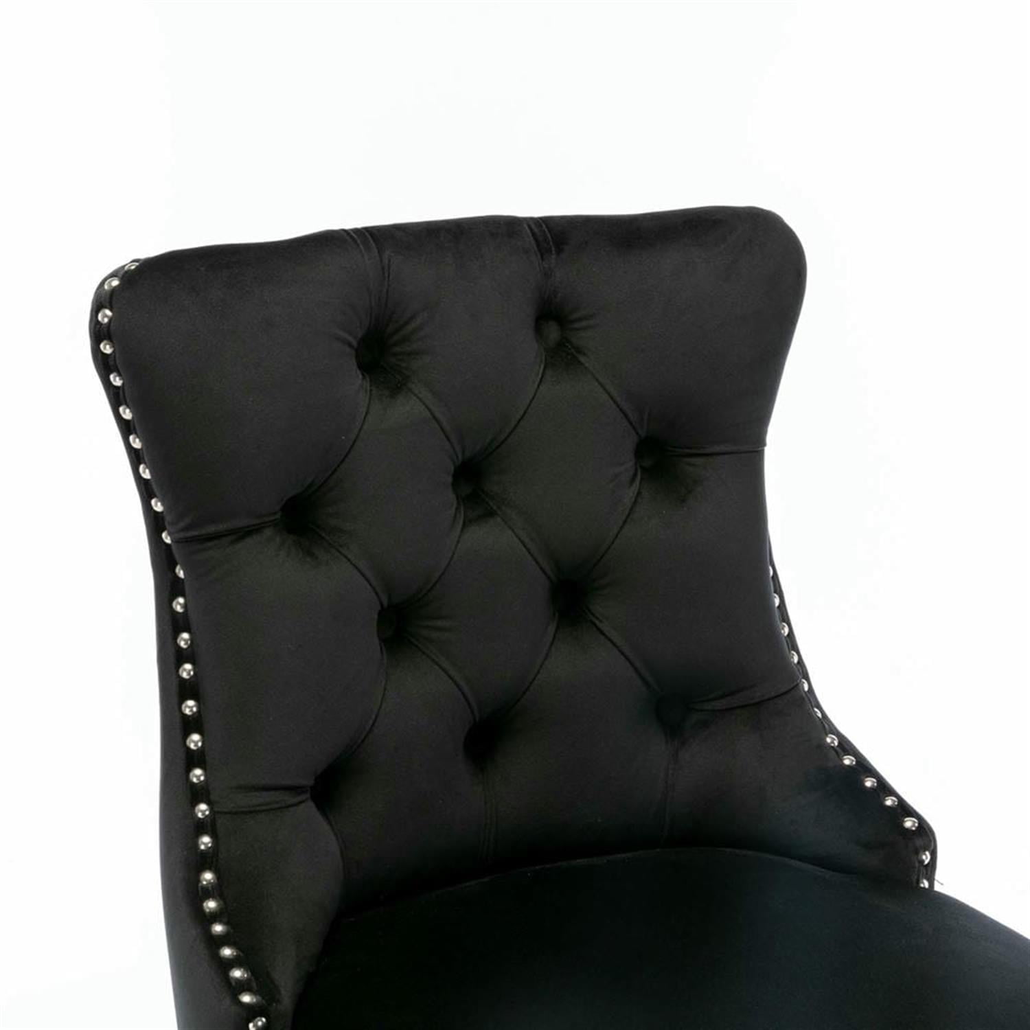 Demi Bonn 40" Counter Height Bar Stools Set of 2, Velvet Upholstered Barstools with Back, Kitchen Island Countertop Chairs for Dining Room, Black