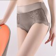 thumbnail image 6 of Plus Size Women Underwear, Women's Solid Color Lace Court Style Cotton Crotch Mid Waist Plus Size Flat Angle Underwear Khaki L, 6 of 6