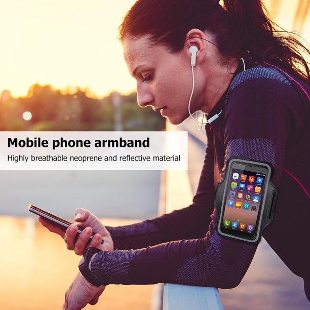 Brazalete deportivo Estuche universal para teléfono de 4 a 6 pulgadas para gimnasio (negro)