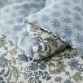 thumbnail image 6 of Lush Decor Lillian Block Print Reversible Comforter 3 Piece Set King/ Cal King Blue & Sage - Floral Bedding Set - Blue Comforter - Vintage Decor, 6 of 10