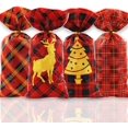 thumbnail image 1 of Sacs Cadeaux à Carreaux Rouges de Noël avec Attaches Torsadées, 100 Pcs Sacs de Friandises en Cellophane de Noël, Sacs à Bonbons pour Enfants, Emballage de Biscuits, Chocolats, Collations, 1 of 8