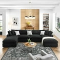 thumbnail image 2 of Modular Sectional Deep Sofa Set, Black, Fabric, Modern Contemporary, Living Lounge Cafe Room Hotel Lobby Hospitality, 2 of 10