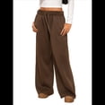 thumbnail image 3 of Pantalones Deportivos de Pierna para Mujer, Holgados, con Cordón, de Cintura Alta y Bolsillos Café XL, 3 of 10