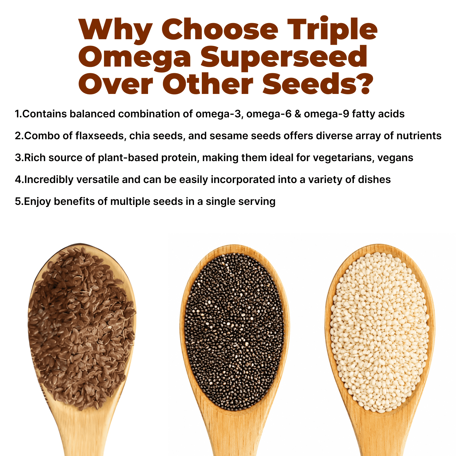 Pride of India Triple Omega Super Seed Mix, Chia, Flax and Sesame Seed Blend, 1.25 lbs (Pack of 6)