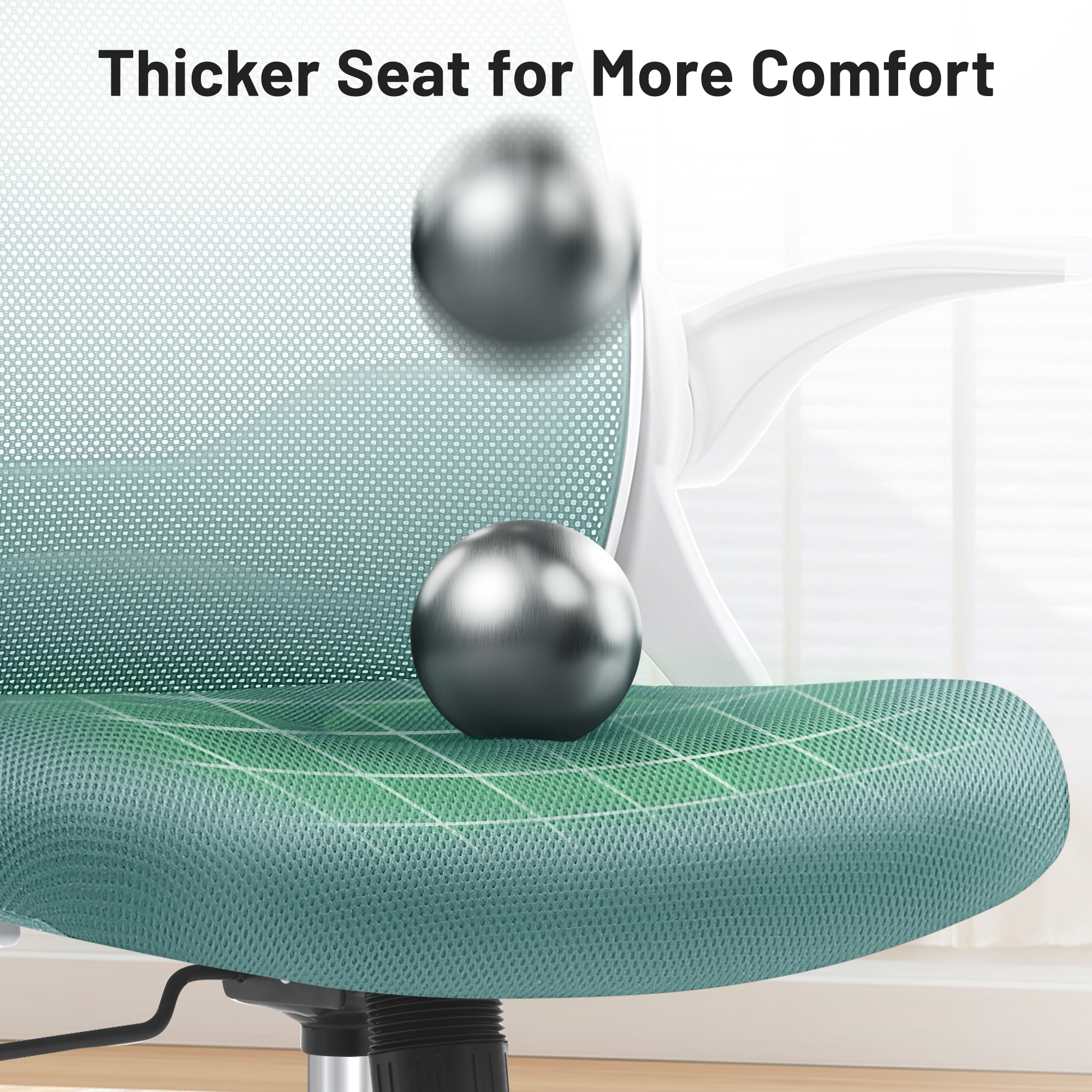 ATHOPE Office Chair, Ergonomic Desk Chair with Lumbar Support Adjustable Height Swivel Wheels Flip-up Arms Mesh Computer Gaming Chair for Home Office, Green