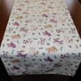 thumbnail image 2 of Cotton Print Table Runner Animal Print Puppies Chasing Ball and Bone Purple on White, 2 of 3