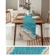 thumbnail image 3 of Summer Beach Teal Blue Ocean Spray Table Runner-70 Inch Long Gradient Water Table Runners Linen Burlap Tablerunner for Kitchen Dining Room Holiday Party, 3 of 9