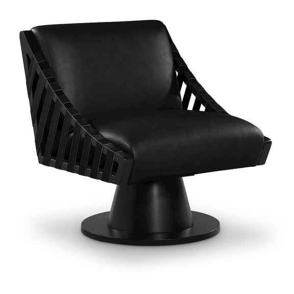 Meridian Furniture Millwin Black Vegan Leather Swivel Accent Chair