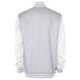 thumbnail image 2 of FDM - Chaqueta Béisbol/Universidad USA/ Rugby Unisex Hombre/Mujer (Gris jaspeado/ Blanco), 2 of 2