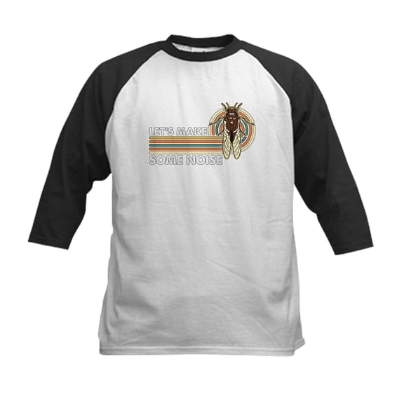 CafePress - Cicadas Let's Make Some Noise Periodical Cicadas Kids Baseball T Shirt - Kids Cotton Baseball Jersey, 3/4 Sleeve Shirt