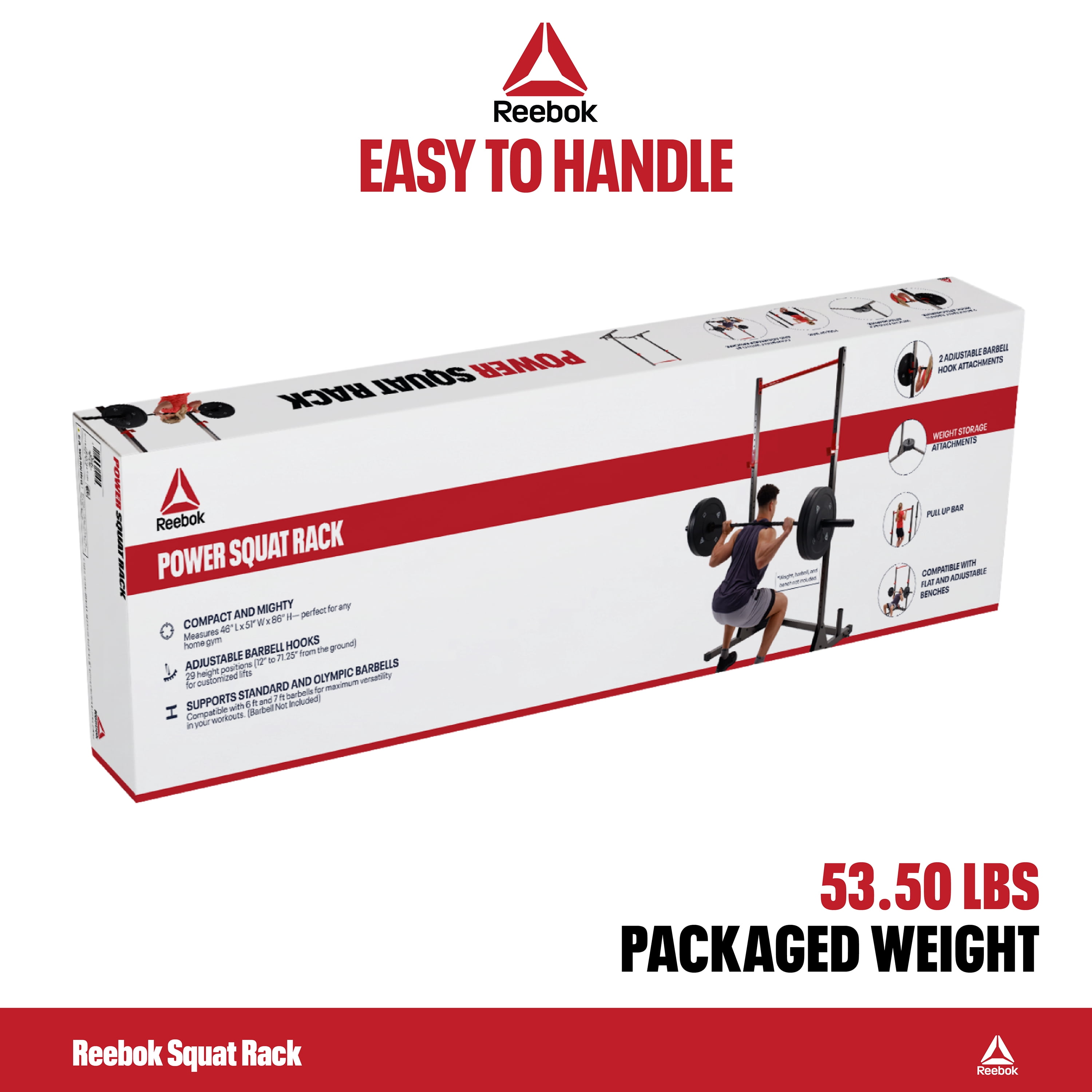 Reebok Power Squat Rack – Heavy-Duty Steel with Pull-Up Bar & 300