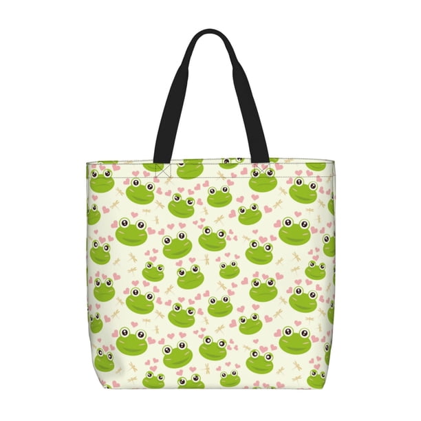 Balery Green Frog Bolsa de Mano para Mujeres con Cremallera, Bolsa de Gimnasio con Compartimentos, Bolsa para Laptop, Bolsa para Trabajo