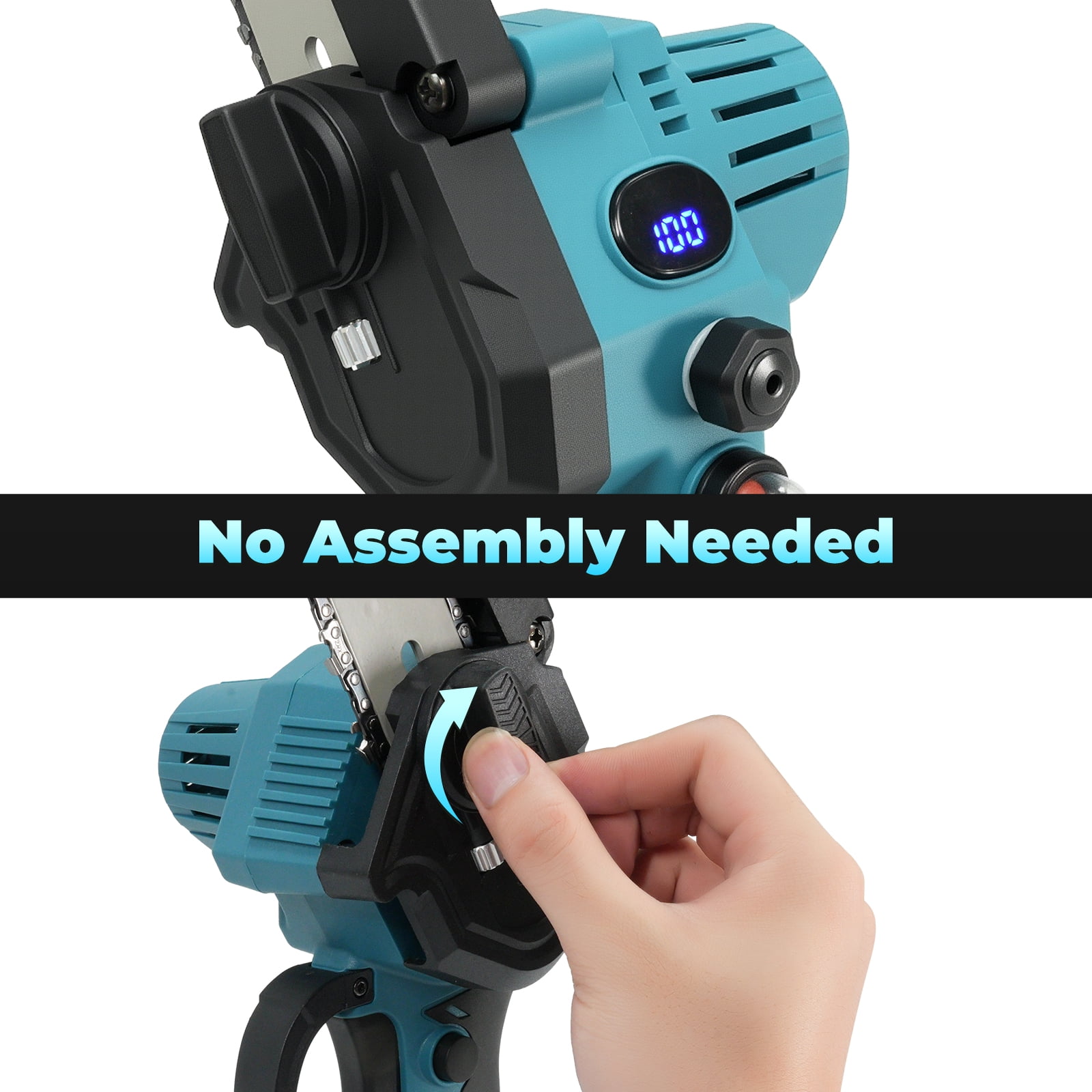 Vipsafe 6" & 8" Mini Chainsaw Cordless with 2 Batteries 2 Chain, Electric Chainsaw for Cutting Gardening, Wood Cutting & DIY, Blue