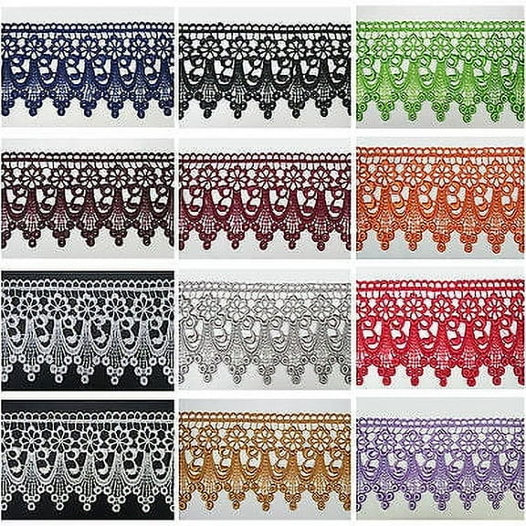 3" White Black Ivory Burgundy 12 Colors Floral Venice Lace Trim Guipure By Yard