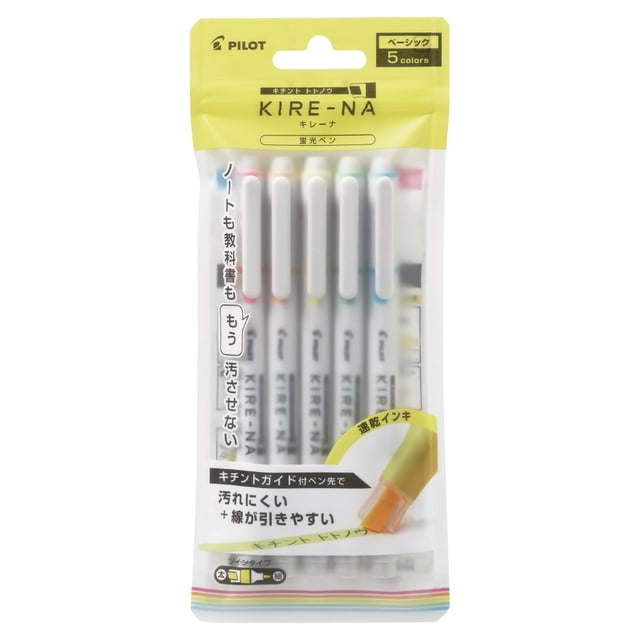 Set de resaltadores PILOT KIRE-NA de 5 colores con doble punta