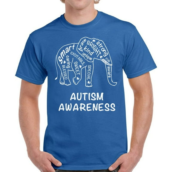 Men T-Shirt Autism Awareness Elephant - S M L XL 2XL 3XL 4XL 5XL - Shirt for Him Graphic Tee
