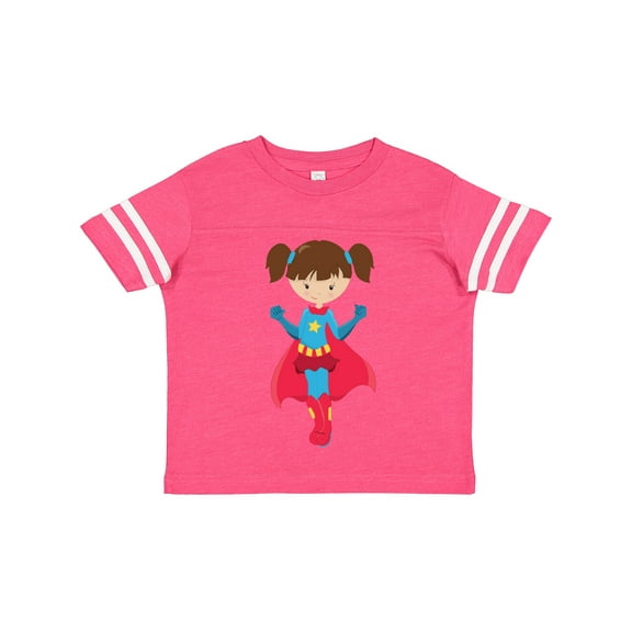 Inktastic Superhero Girl, Cute Girl, Brown Hair, Red Cape Girls Toddler T-Shirt