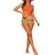 thumbnail image 2 of Conjuntos de bikini con tirantes para mujer, 2 piezas, estampado tropical, pantalones cortos de cintura alta, trajes de baño, talla X pequeña, naranja, 2 of 5