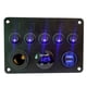 thumbnail image 4 of Panel de control con placa de aluminio y voltímetro de carga para automóvil con USB dual y 5 posiciones, interruptor Cat's Eye, RV y yate combinados, 4 of 4