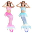 thumbnail image 4 of Kids Girls Summer Bathing Beach Suits 3 Pieces Swimwear With Tail Fish Scale Print Ruffle Bikini Swimsuit Spring Swimsuits Clothes 6-7T, 4 of 4