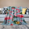 thumbnail image 2 of Chilfamy Pink Flamingo Kids Throw Blanket,Palm Leaves Flowers Rustic Bed Blanket for Boys Girls Adults,Tropical Plants Animals Dots Blanket,Blue Dreamy Fuzzy Blanket 40x50in, 2 of 6