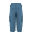 thumbnail image 6 of Huowey Womens Pants Cargo Capris Hiking Pants Summer Casual Drawstring High Waisted Sweatpants Loose Capri Pants with Pockets, 6 of 6