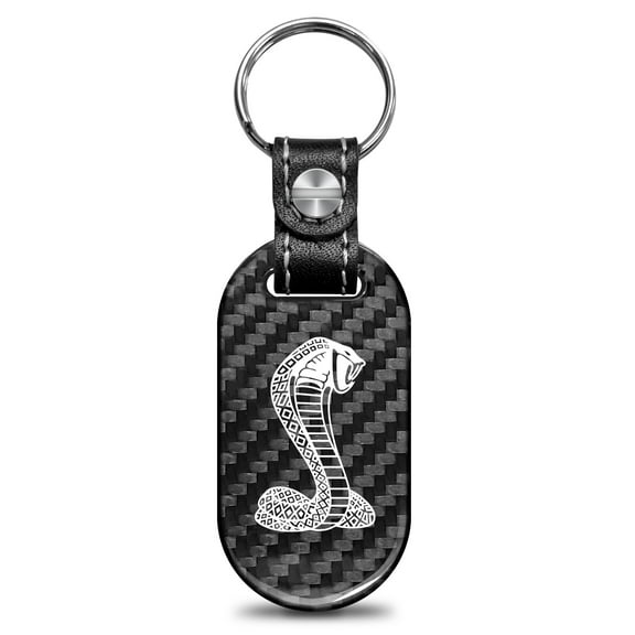 Ford Mustang Cobra 100% Real Black Carbon Fiber Tag Style Key Chain