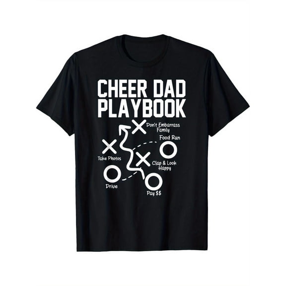 Funny Cheer Dad Playbook Men's Graphic T-Shirt Retro Father's Day Gift Short Sleeve Tee