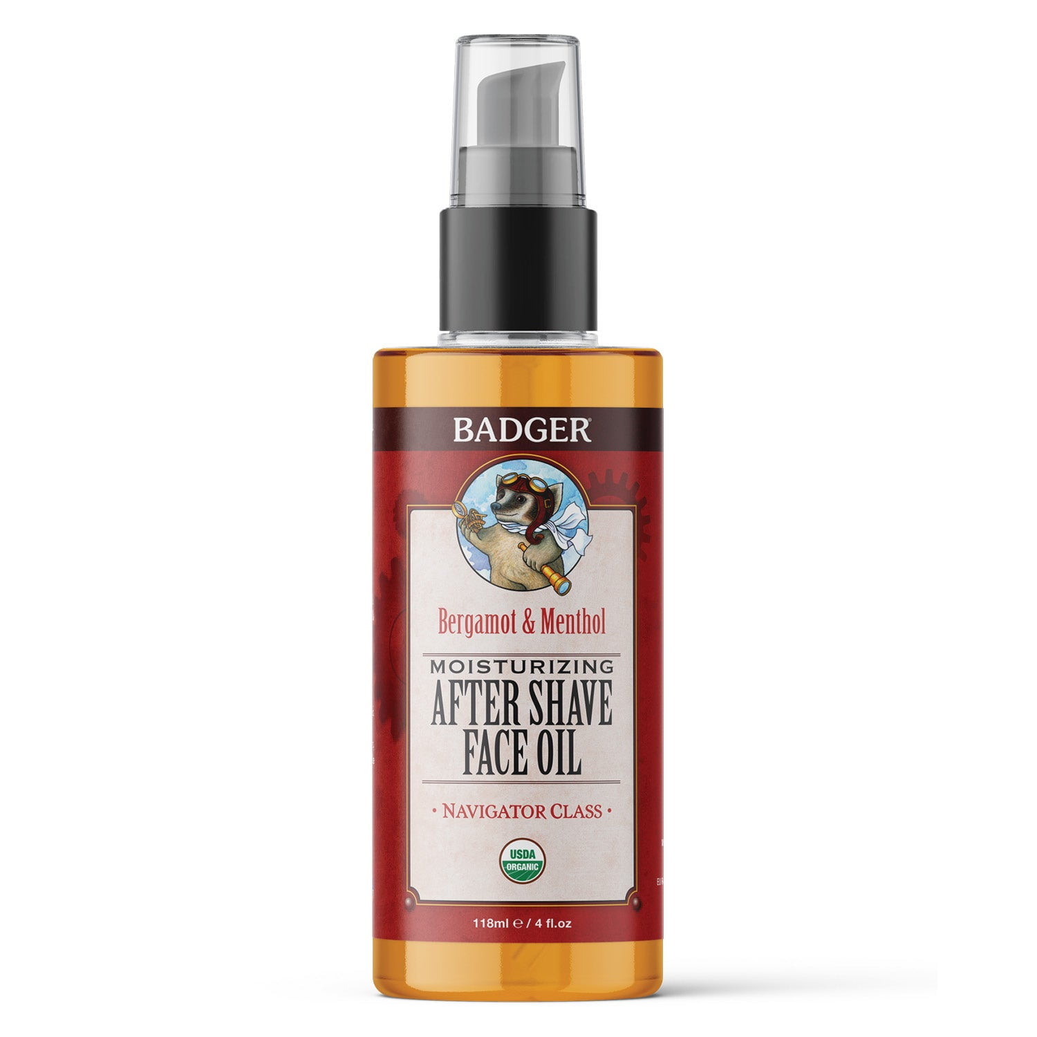 Badger - After-Shave Face Oil, Bergamot & Menthol, Moisturizing Aftershave Oil, Natural After Shave Face Oil for Men, 4 fl oz Glass Bottle