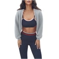 thumbnail image 2 of Stamzod Cropped Cardigan Sweaters for Women Solid Color V Neck Long Sleeve Open Front Sweater Casual Workout Cardigans for Women Trendy Gray M, 2 of 6